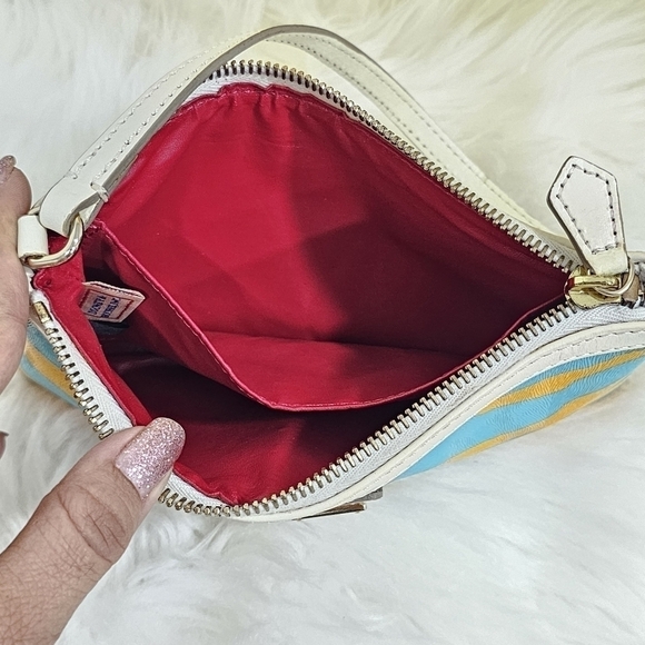 Dooney & Bourke  clutche yellow white and blue - Picture 6 of 9